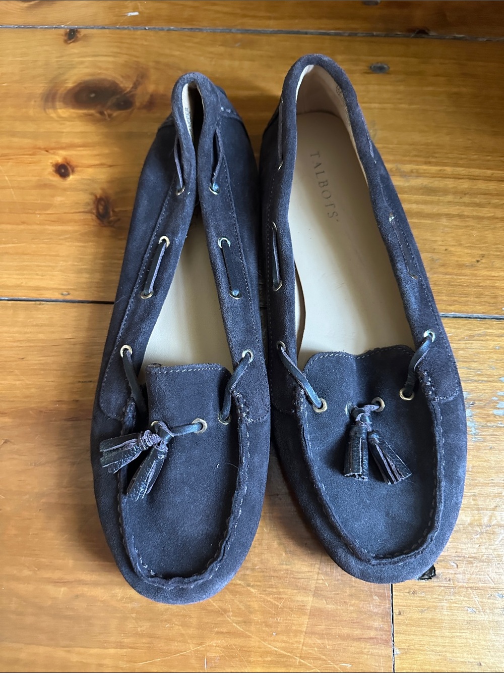 Talbots Dark Brown Suede Tassel Moccasins